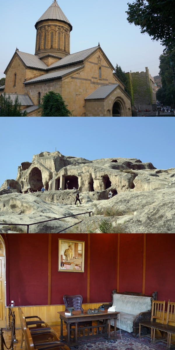 (위부터) 조지아 시오니 대성당과 조지아 우플리츠케 동굴도시, 조지아 스탈린박물관 집무실. 지평인문사회연구소