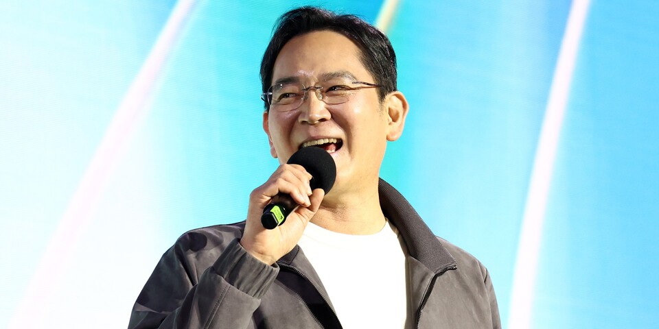 이재용 삼성전자 회장이 지난 10월 30일 서울 강남구 코엑스에서 열린 엔비디아 지포스 게이머 페스티벌에서 인사말을 하고 있다.<뉴시스>