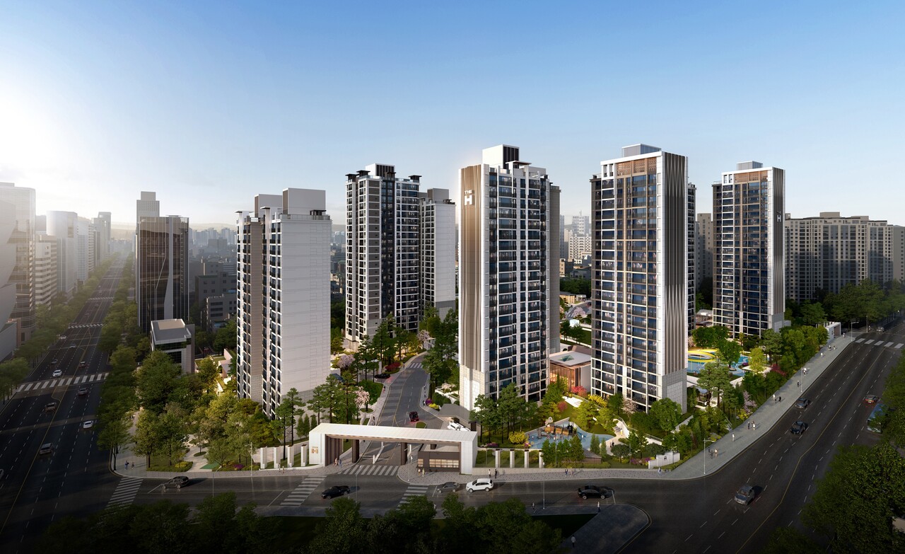 현대건설이 삼성동 힐스테이트 2단지에 리뉴얼 신사업 '더 뉴 하우스'를 제안한다. 사진은 삼성동 힐스테이트 적용 조감도.<현대건설>